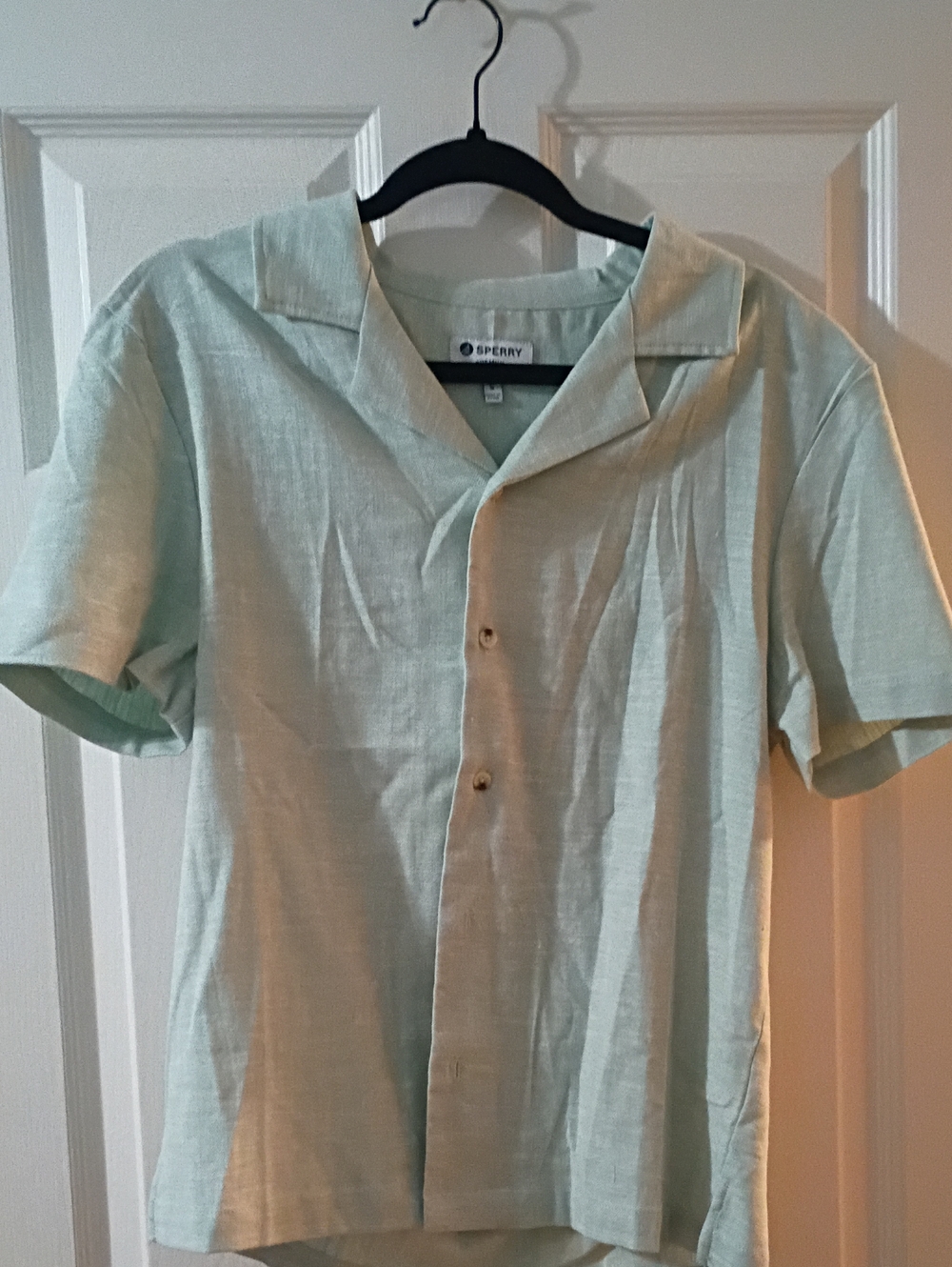 Sperry Men's Short-Sleeve Button-Down Shirt in Mint Green